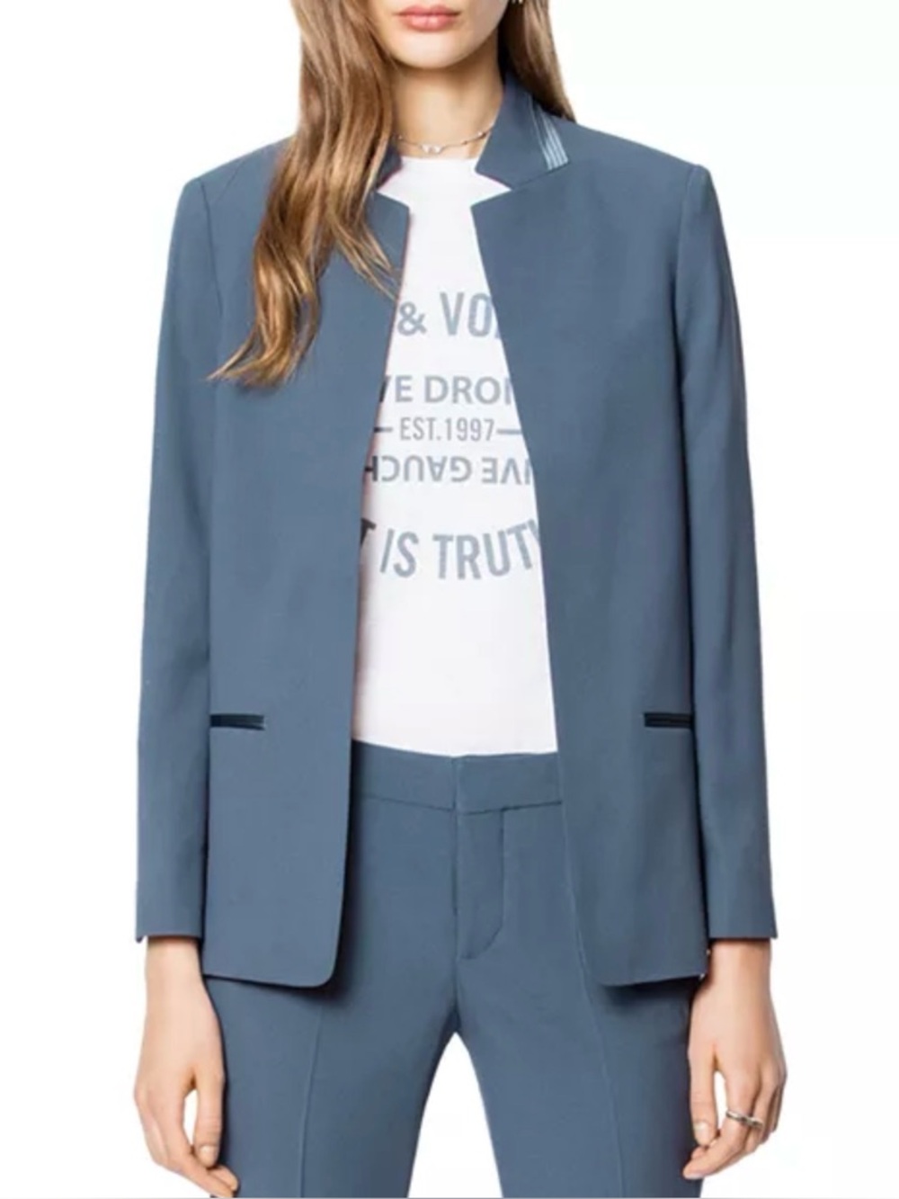 Zadig and Voltaire Blue Volly Satin Blazer